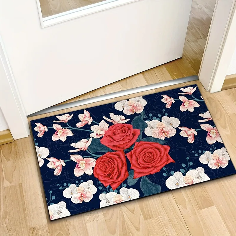 St. Patrick\'s Day Rose Printed Door Mat Bedroom Bedside Carpet Anti Slip Balcony Bathroom Absorbent Flannel Decor Rugs for Home