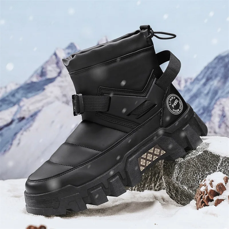 Snow Boots for Men 2024 Winter New Thickeneded Velvet Warm Waterproof Thick Sole Wear-Resistant Men's High-Top Cotton Shoes