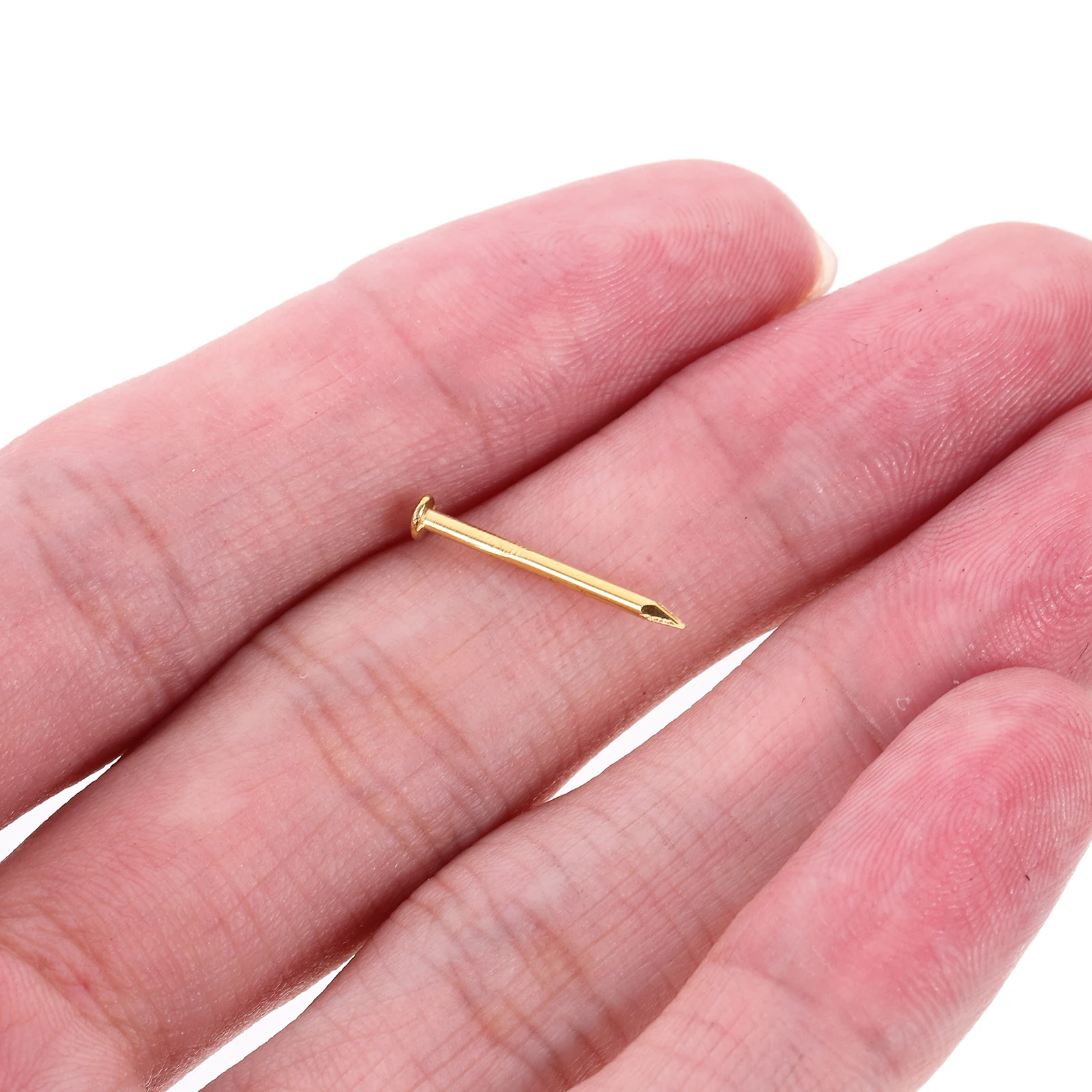 

100 pcs 1.2X1.5Mm Pure Brass Nails Gold Decorative niture Fasteners For Diy Wooden Boxes Hinges (Golden)