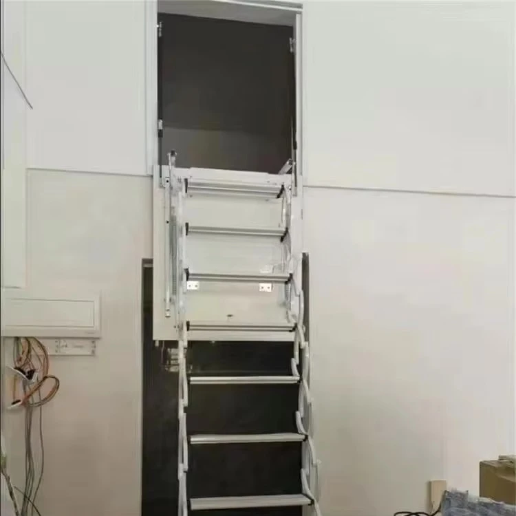 Échelle extensible d'intérieur automatique en acier, escaliers de grenier pour villas, duplexes, escalier télescopique pliant Invisible