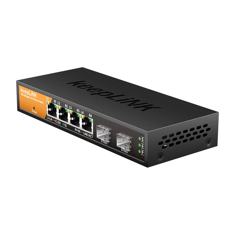 keeplink 6-Port Multi-Gigabit Web-Managed Switch with 4-2.5Gb RJ45 and 2-10G SFP+