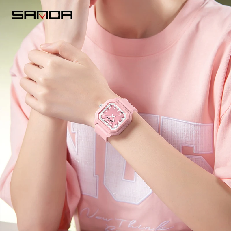 SANDA 9084 أزياء الطلاب كوارتز ساعة بسيطة للماء سيليكون حزام عارضة الرياضة بنين بنات الساعات reloj niño