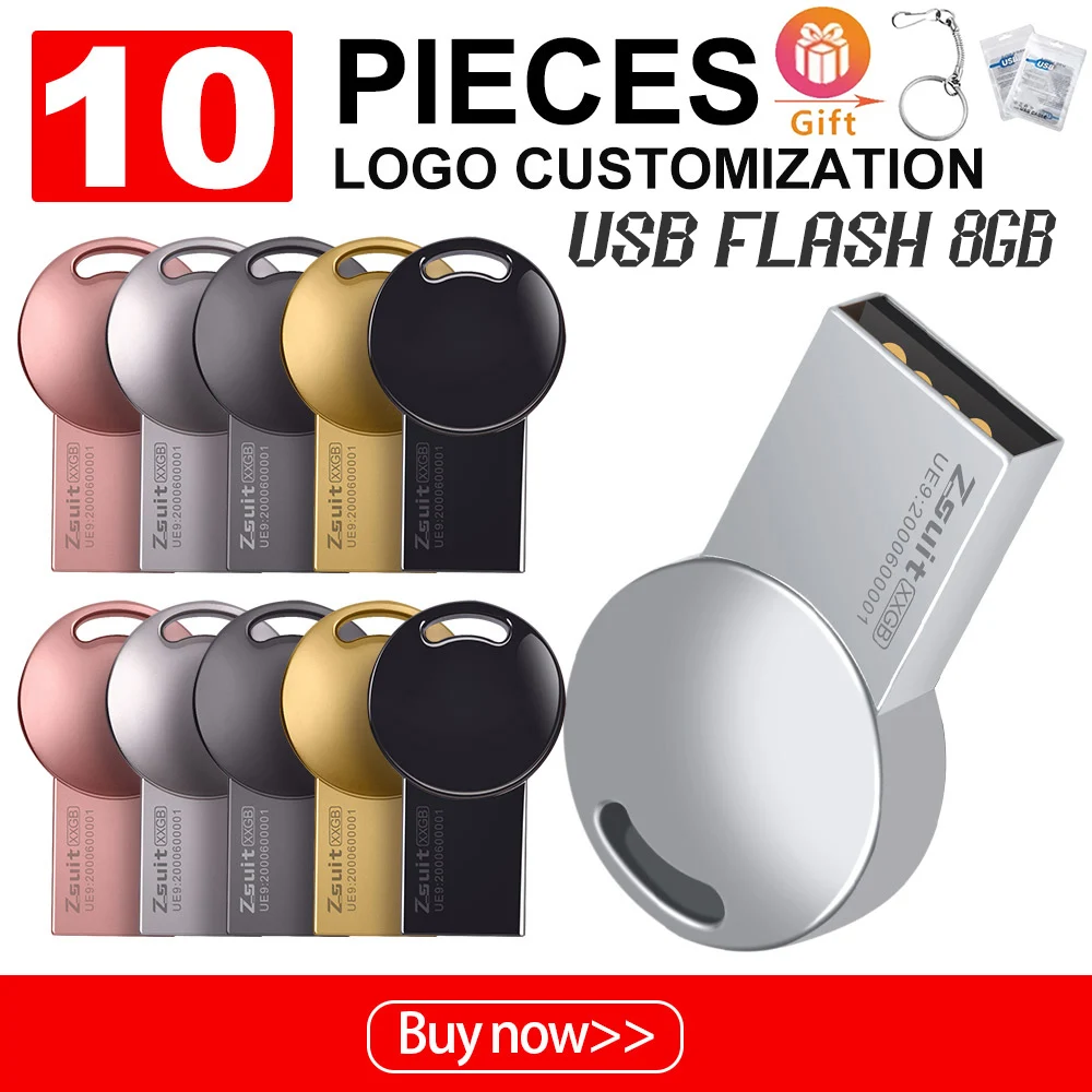 ZSUIT XL 10Pcs USB Flash Drive Creative Key 32GB Pendrive 128GB 64GB Custom LOGO Waterproof 3.0 USB Pen Drive Flash Metal Stick