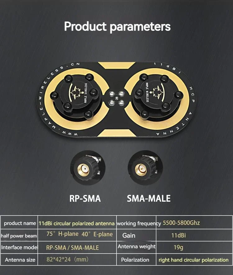 Antenna FPV Wireless 5.8GHz in acero Antenna polarizzata circolare 11dBi per dispositivo di visualizzazione grafica Little Pilot/FAT