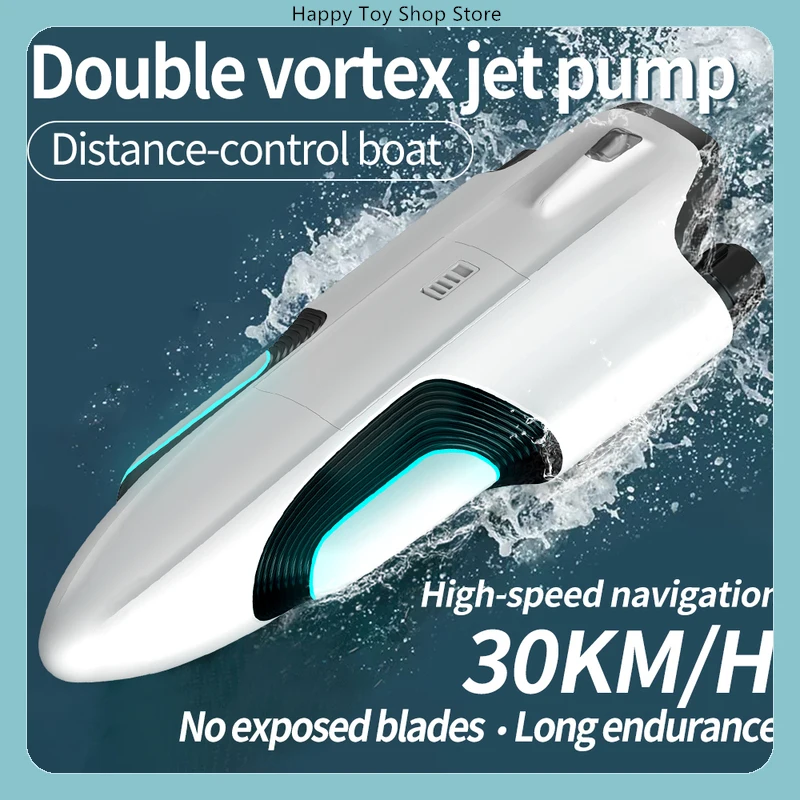 S2 RC Boat Dual Turbine High Speed 30+ MPH Self-Righting Racing Model with LED Lights