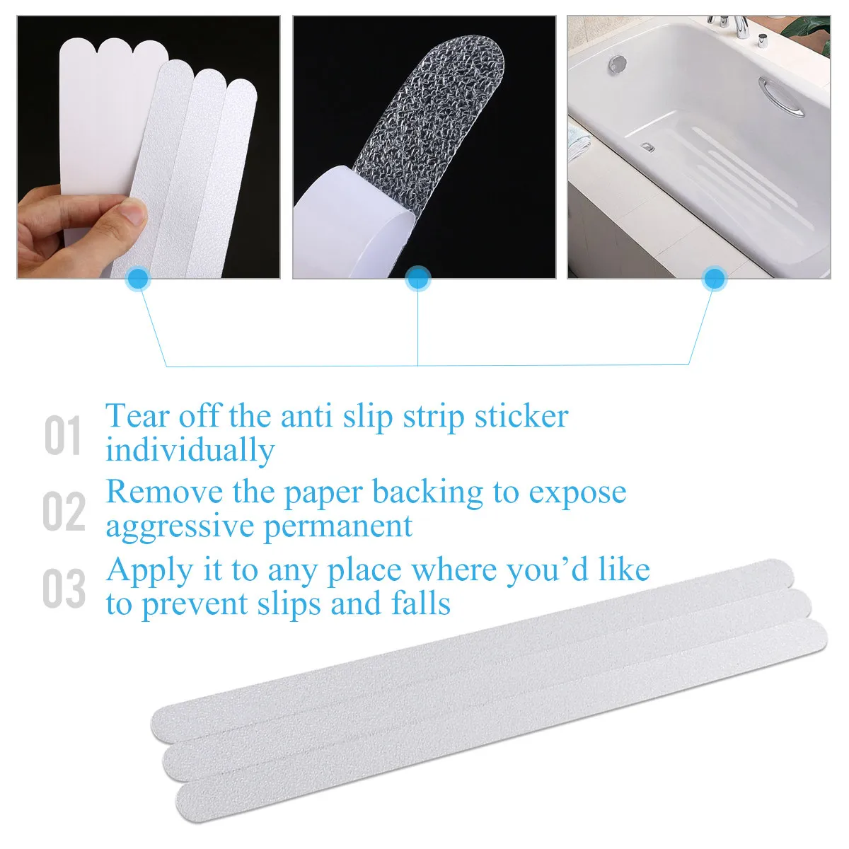 12Pcs Anti Slip Tape White Synthetic Resin Staircase Steps Ladders Non Slip Strips Prevent Falls Stairs Tape Anti Sticker