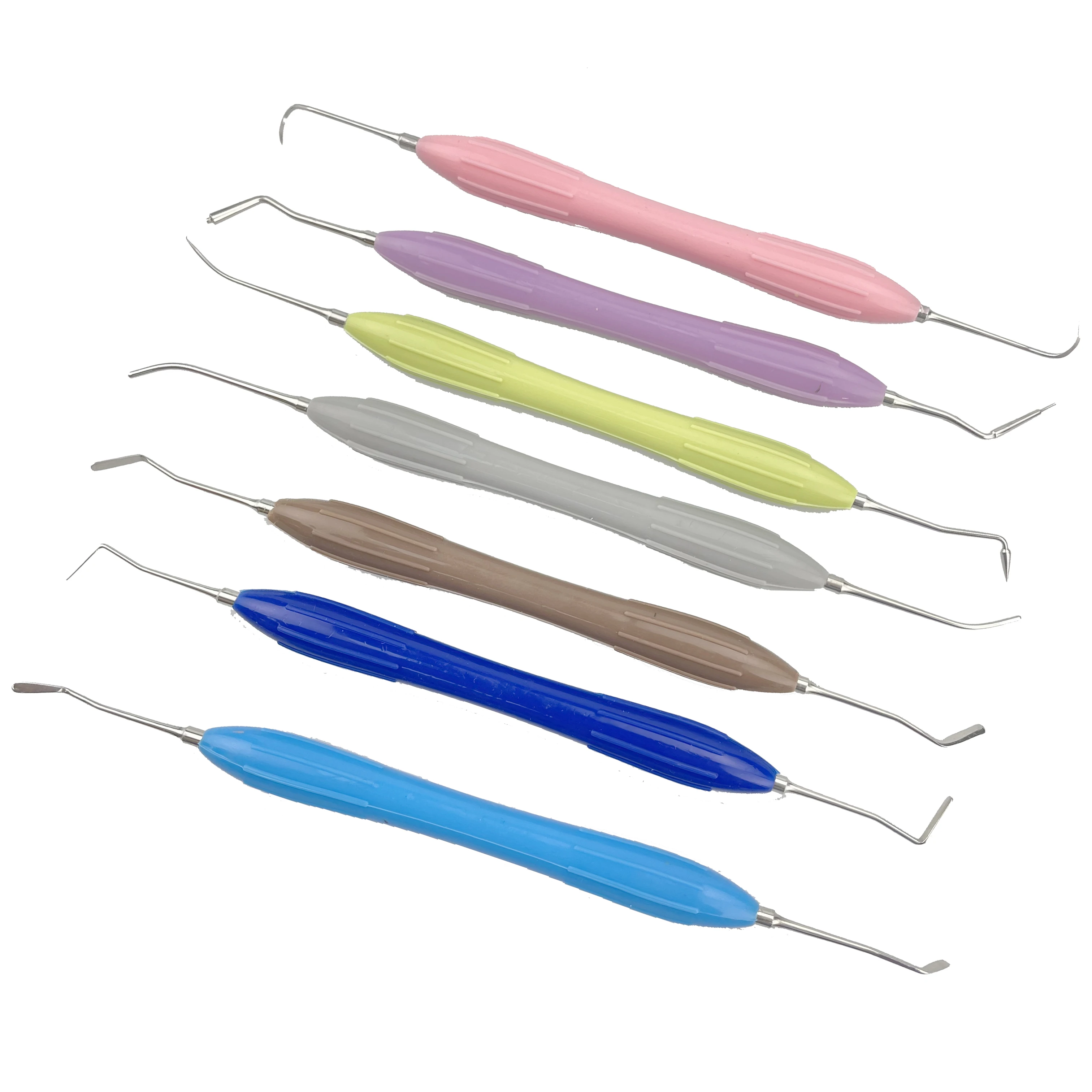 7Pcs/set Dental Aesthetic Restoration Set with Disinfection Rack Composite Resin Filling Spatulas Instrument Set Dental Tools