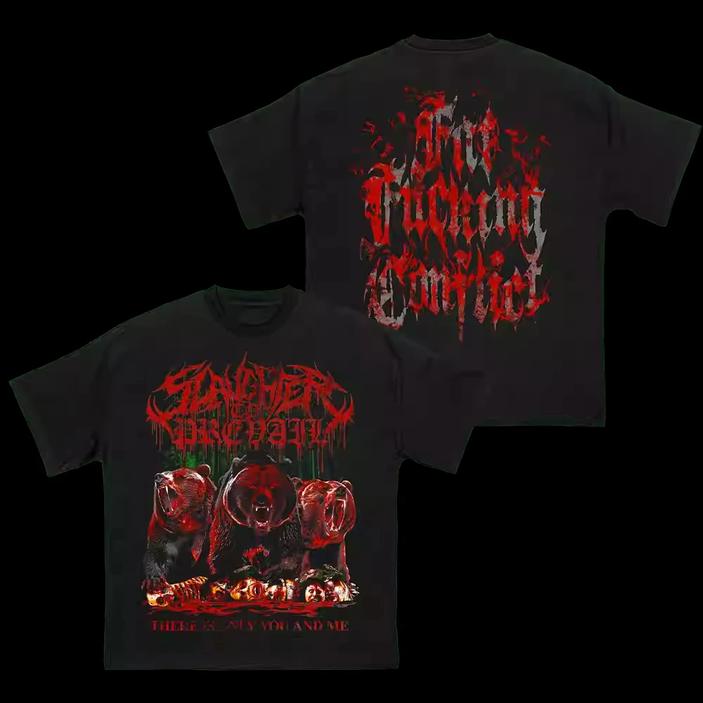 

Exclusive SLAUGHTER TO PREVAIL Russian Band Official T-Shirt, Russian War Bear Destroy Short Sleeve