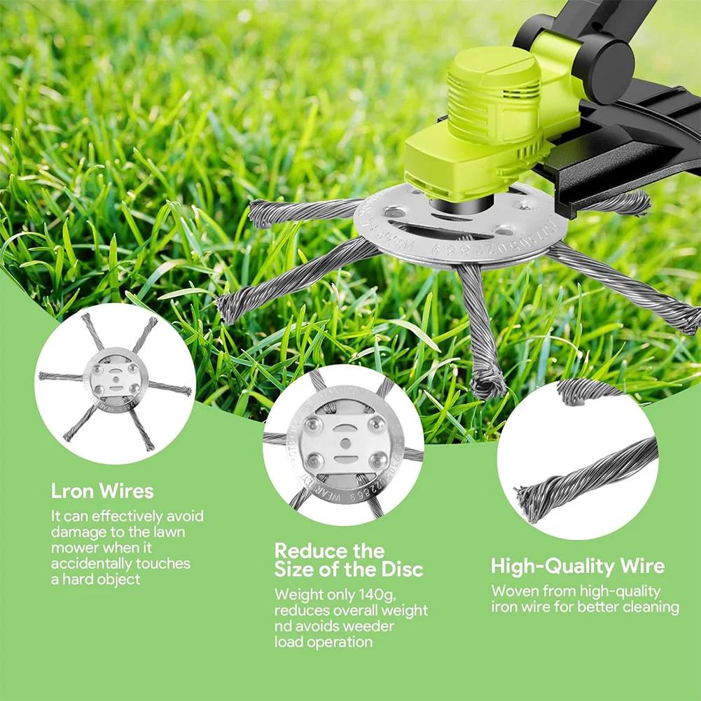 2 قطعة عجلة أسلاك الفولاذ العشب الانتهازي رئيس حديقة إزالة الأعشاب الضارة فرشاة استبدال فرش سلك الاعشاب شفرة إزالة الصدأ والقوس