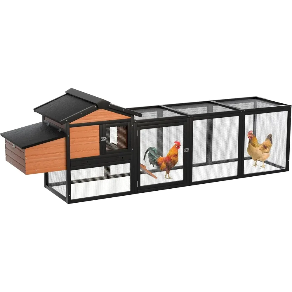 

large chicken coop with run and nesting box, large outdoor hen house with poultry cage, rwaterproof hen house pet rabbit hutch