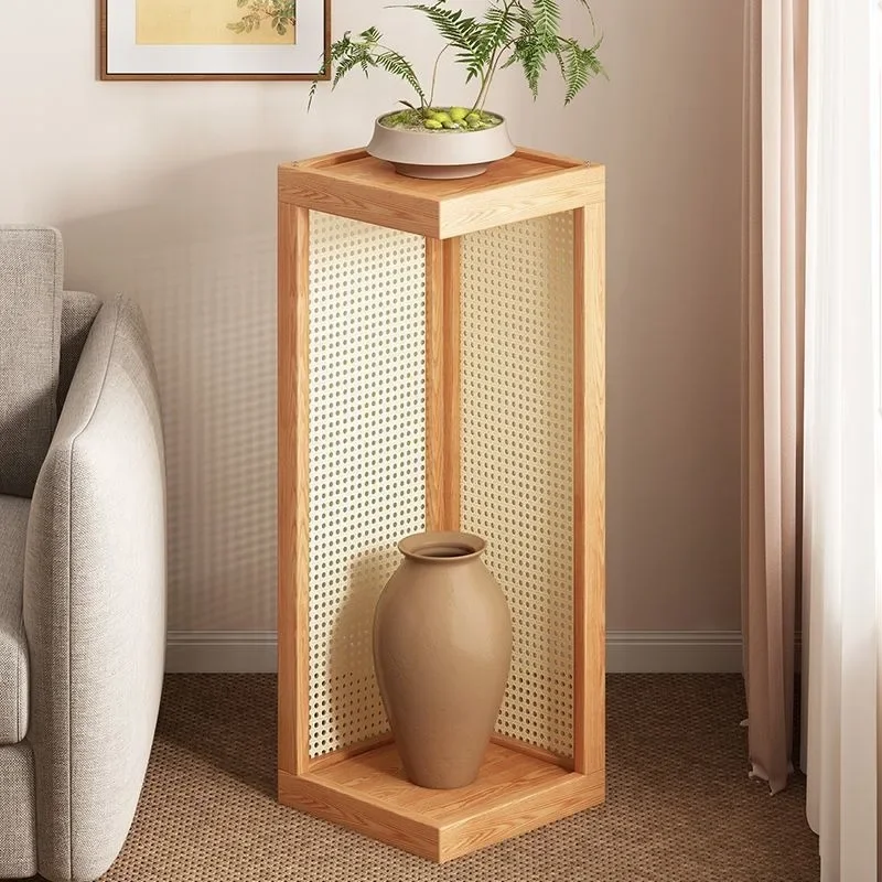 Solid wood flower rack, indoor household living room log color flower pot, shelf TV cabinet next to the ornament flower table