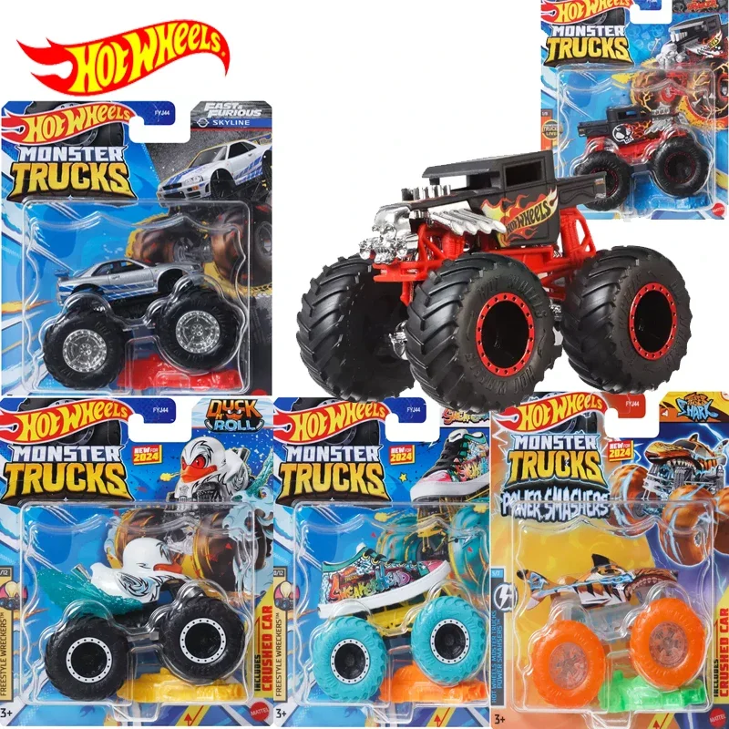 Original Hot Wheels Car Monster Truck 1/64 Diecast Boy Toy Fast & Furious Nissan GTR Bone Shaker Piran Duckn\' Roll Birthday Gift