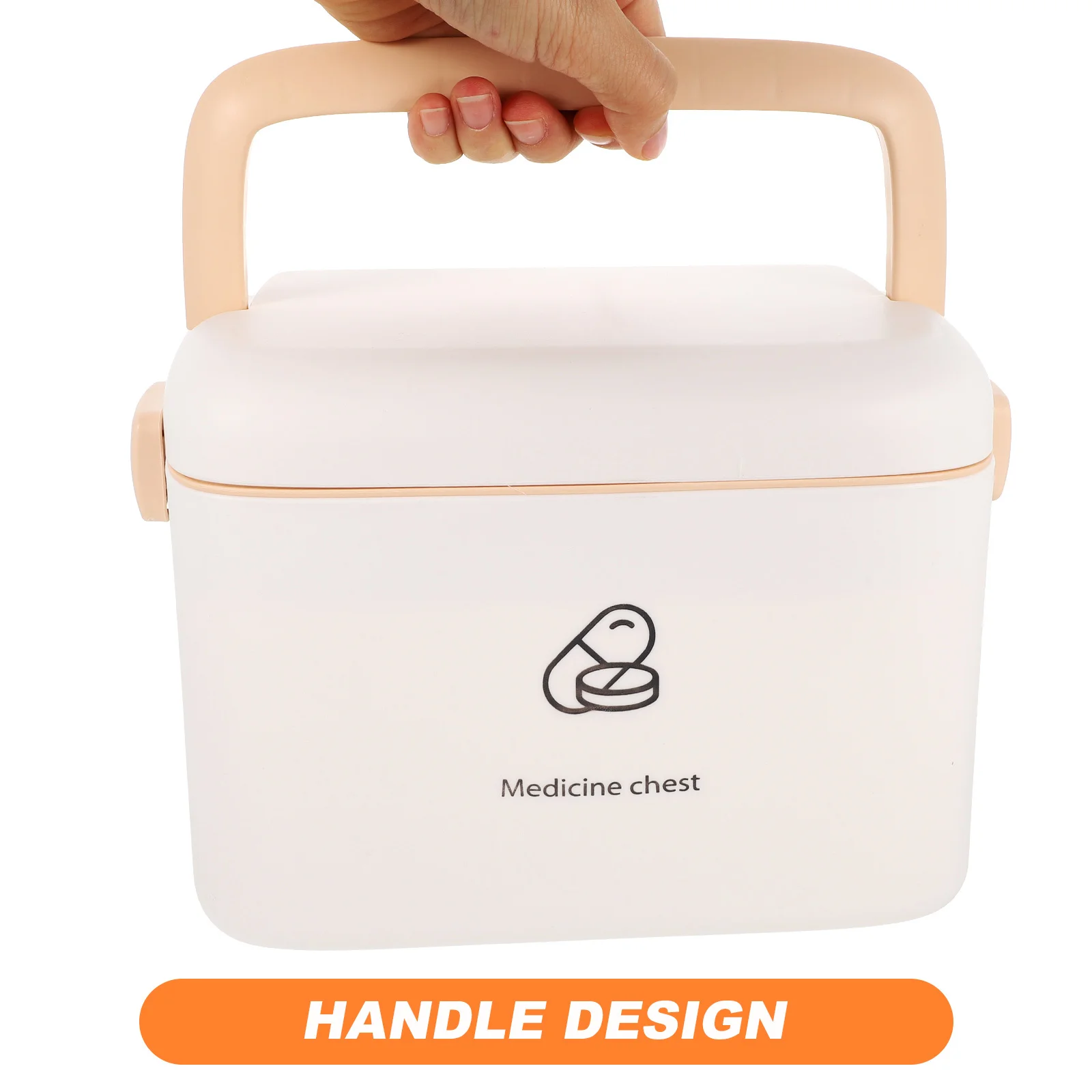 صندوق دواء منزلي بطبقة مزدوجة محمول بسعة كبيرة منظم للتخزين مقبض صندوق دواء للطوارئ حقيبة إسعافات أولية