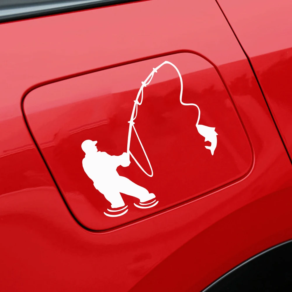 Fisherman Fishing Self-Adhesive Vinyl Car Stickers Waterproof Bumper Window Decals Indoor Outdoor Home Auto Decor Accessories