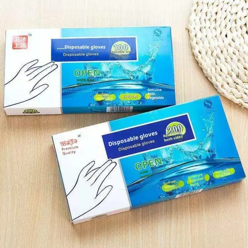 100/200Pcs Latex Free Gloves PE Disposable Gloves Transparent Non-Slip Acid Work Safety Food Grade Household Cleaning Gloves