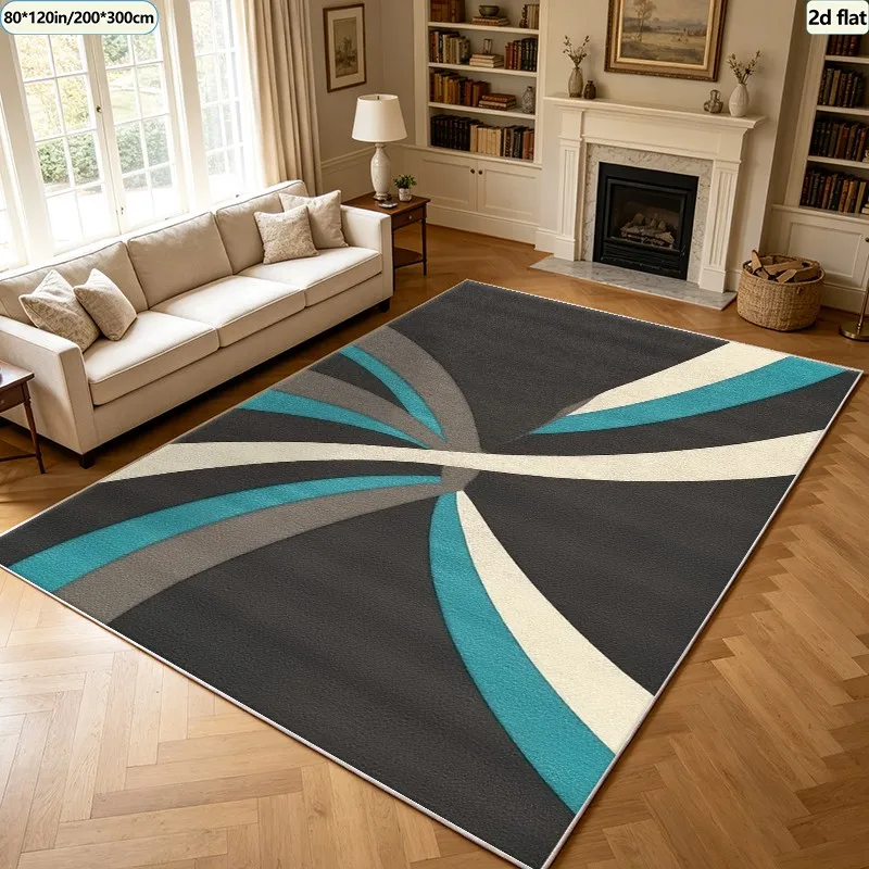 Modern Curved Striped Geometric Carpet, Stylish Carpet, Suitable for Living Room, Bedroom, Office, Home Decoration - AliExpress 15 3
