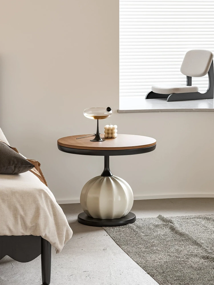 Creative Vintage Circular Coffee Tables Furniture,Luxury Living Room Balcony Sofa Side Corner Table Metal Bedroom Nightstands - view 4