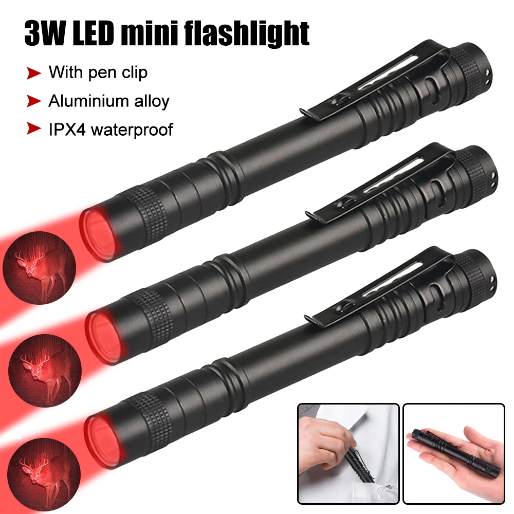 Mini Portable LED Pen Light White/395nm/Red Pocket Ultra Bright High Lumens Handheld Flashlight Linterna Torch Camping Outdoor