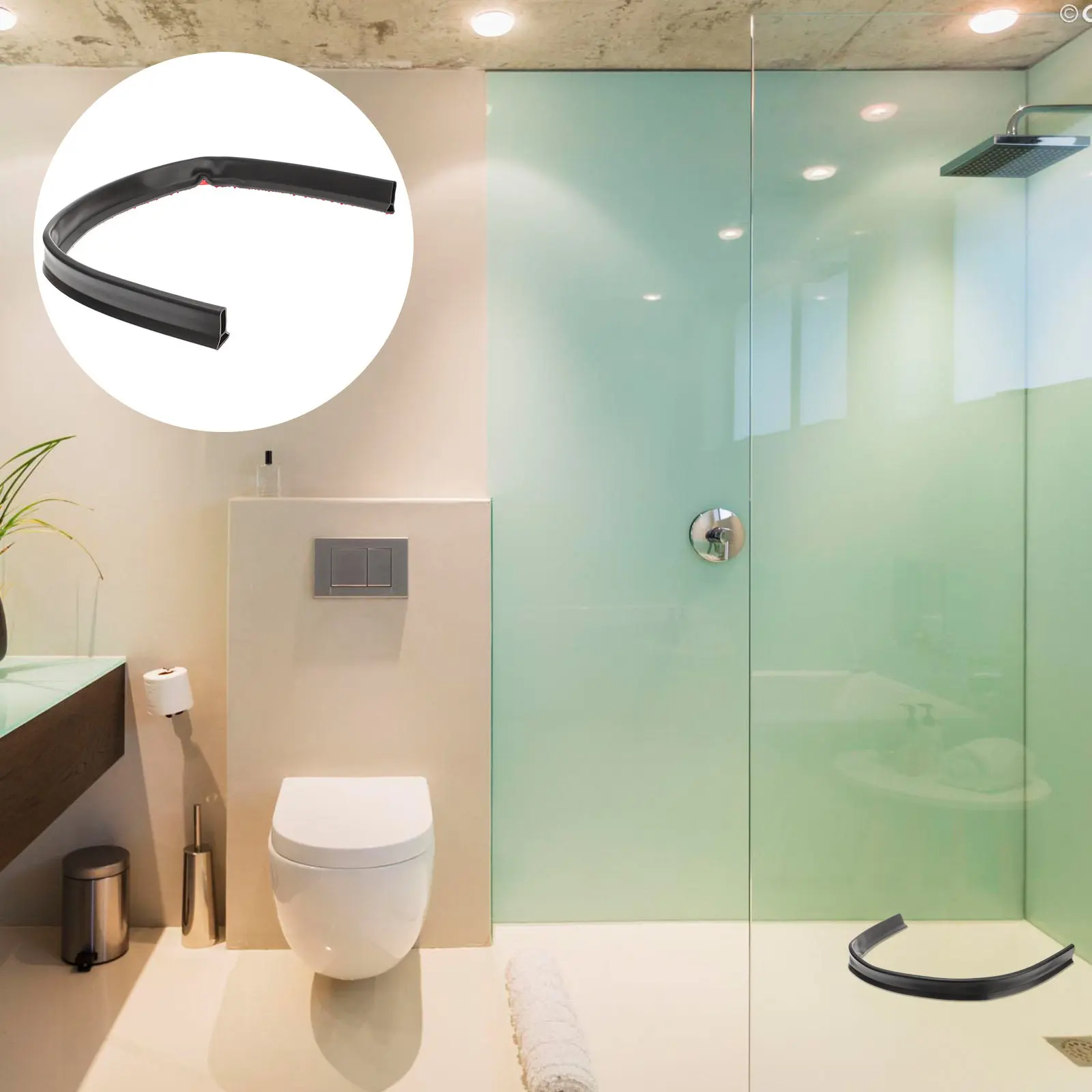 

Premium Silicone Shower Water Dam Barrier Bendable Retention Strip for Dry Wet Separation in Bathroom Kitchen Shower Room