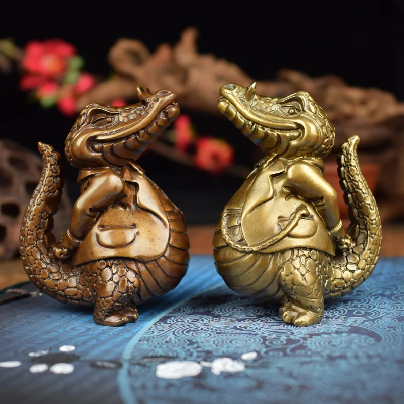 Solid Copper Wealth Attracting Solid Alligator Office Desk Study Room Living Room Decorative Financial Big Crocodile Artwork Gif