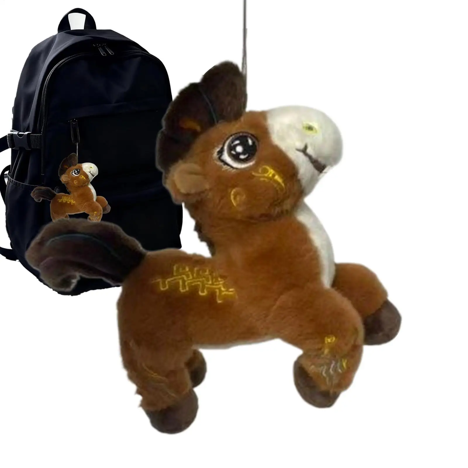 中国のマスコットキーリングペンダントチャーム馬のぬいぐるみ縁起の良いぬいぐるみキーホルダーハンドバッグ財布トートバッグ春祭り用