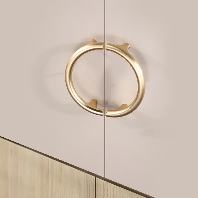 yesWardrobe door handle, gold light luxury cabinet handle, drawer handle, minimalist shoe cabinet, half round furniture hardware