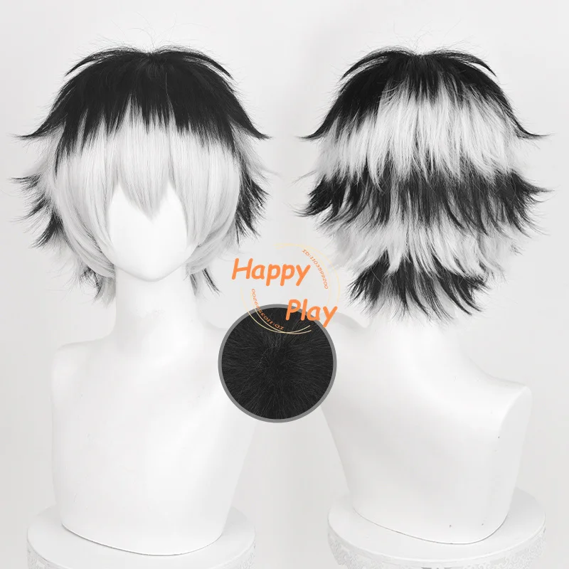 2 Styles Anime Kotaro Bokuto Cosplay Wig 30cm Silver White Black Wig Heat Resistant Synthetic Hair Halloween Party Wigs