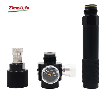 Configuración de adaptador negro para cápsula de cilindro de CO2 de 12g a accesorios de aire, herramienta, cargador de llenado rápido, regulador, acoplador de 8mm, boquilla de relleno