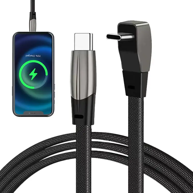 90 Degree USB C Fast Charging Cable Cord Type C Extend Right Angle Fast Charging 39.4inch For auto  MacBook Pro Steam Deck