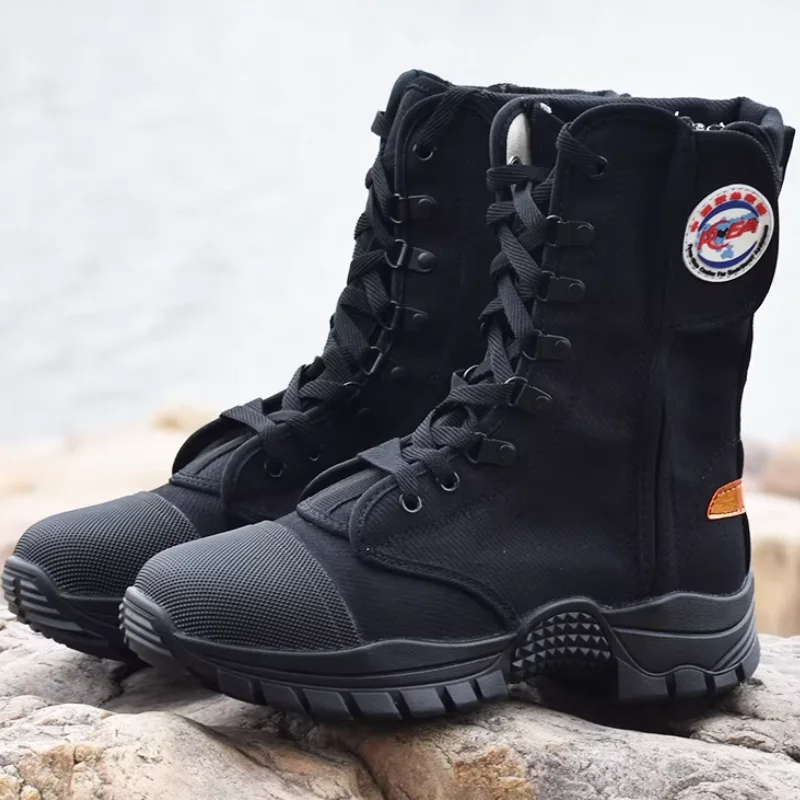 

Мужские черные высокие тренировочные ботинки для скалолазания, женские ботинки для лесных работ и аварийно-спасательных операций