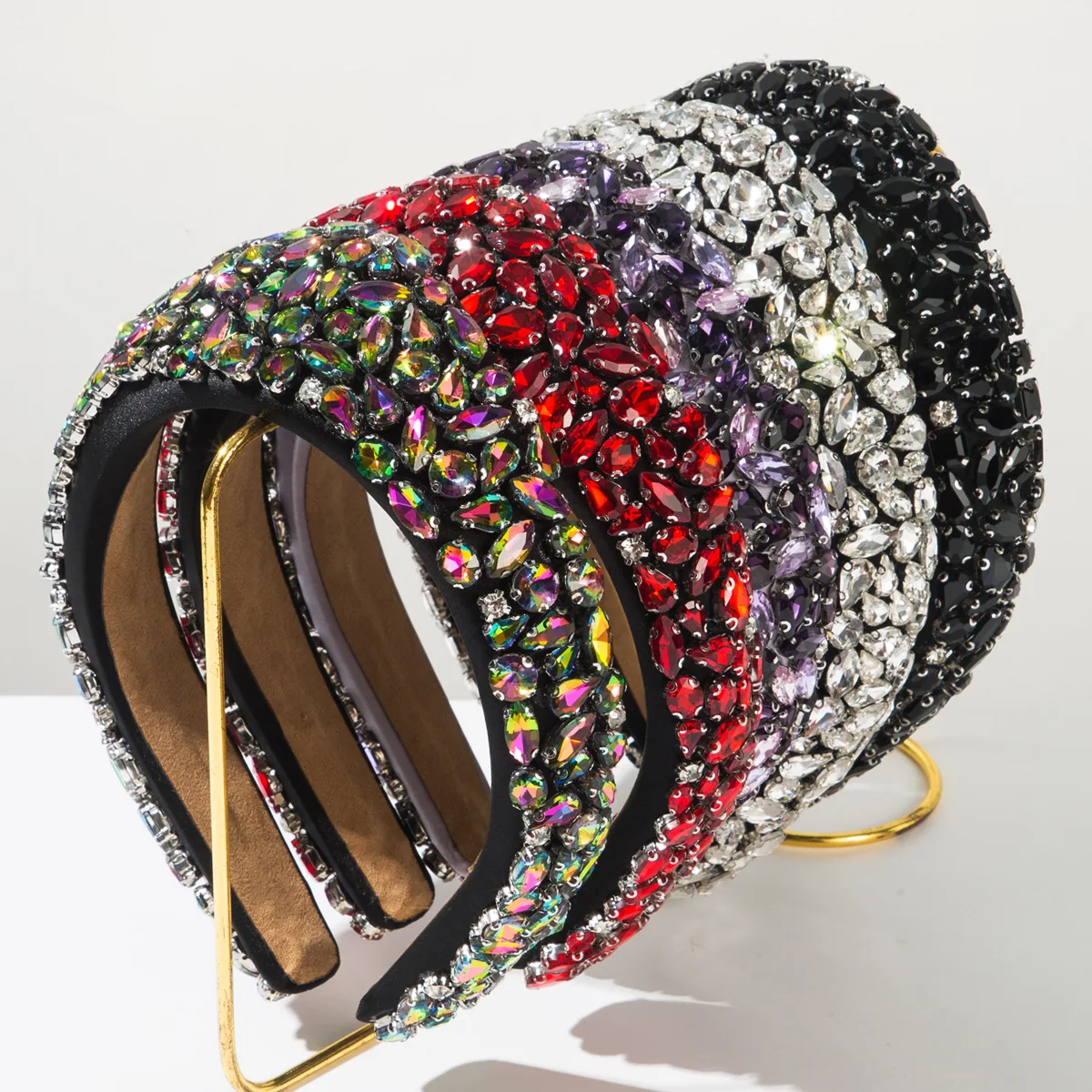 

New Vintage Heavy Industries Baroque Glass-studded Diamond Crown High Cranium Headband Luxury Temperament Hair Accessories