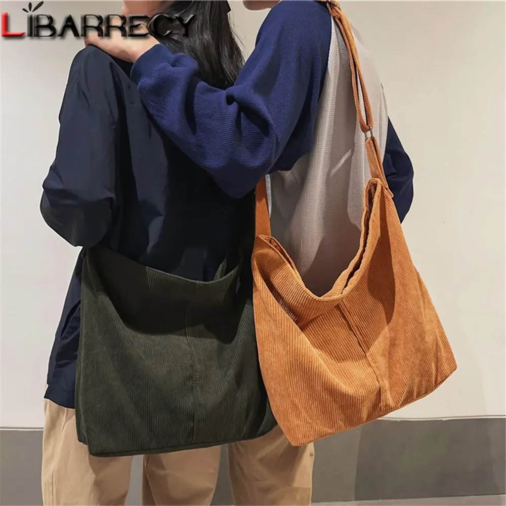 

Corduroy Shoulder Bags New Women Fashion Leisure College Style Shopper Multi-Pocket Large Capacity Designer Handbags Totes Bags