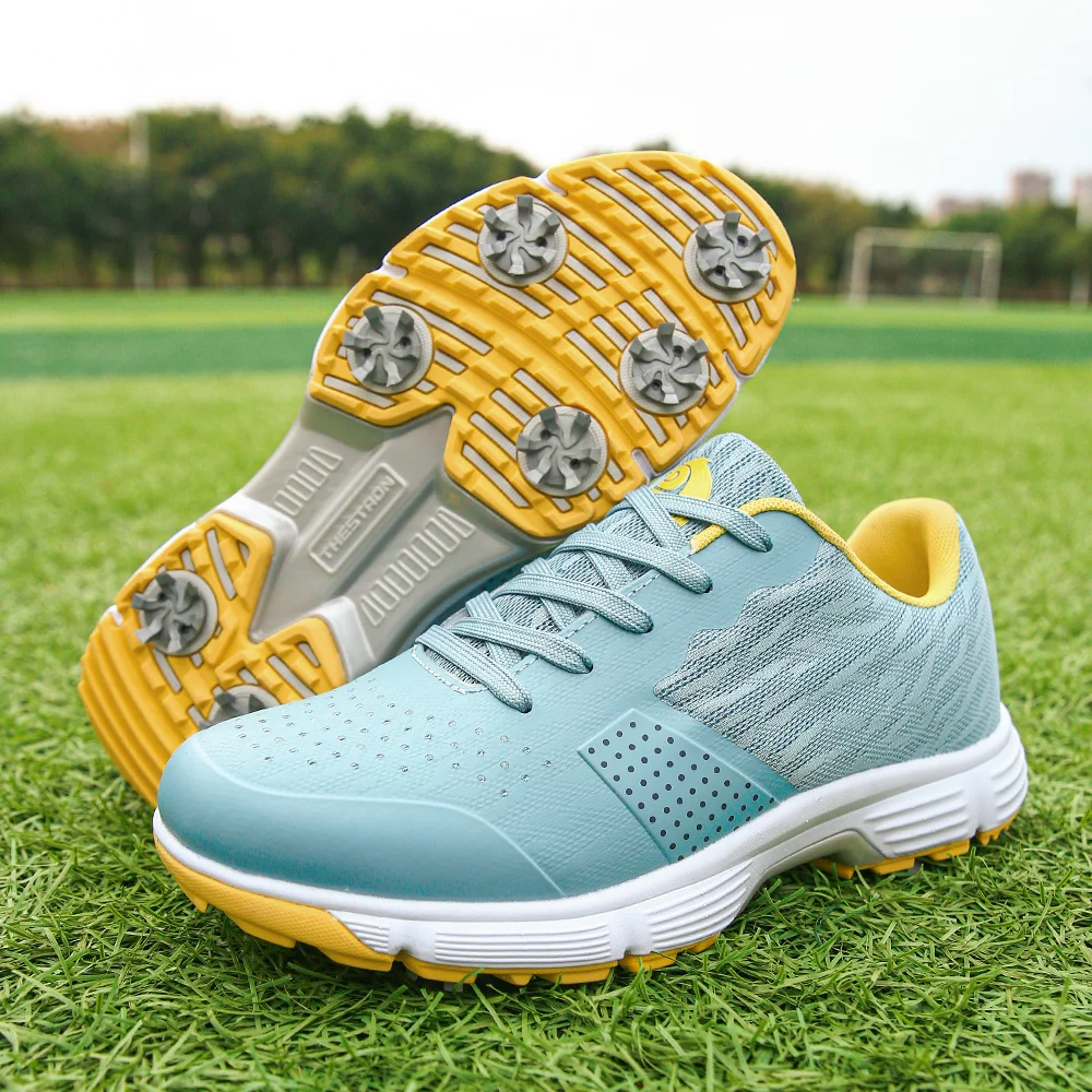 Professional Men Golf Sport Sneakers Sky Blue Male Golfer Athletic Training Shoes with Spikes Over Size 47 48 Golfing Sneakers