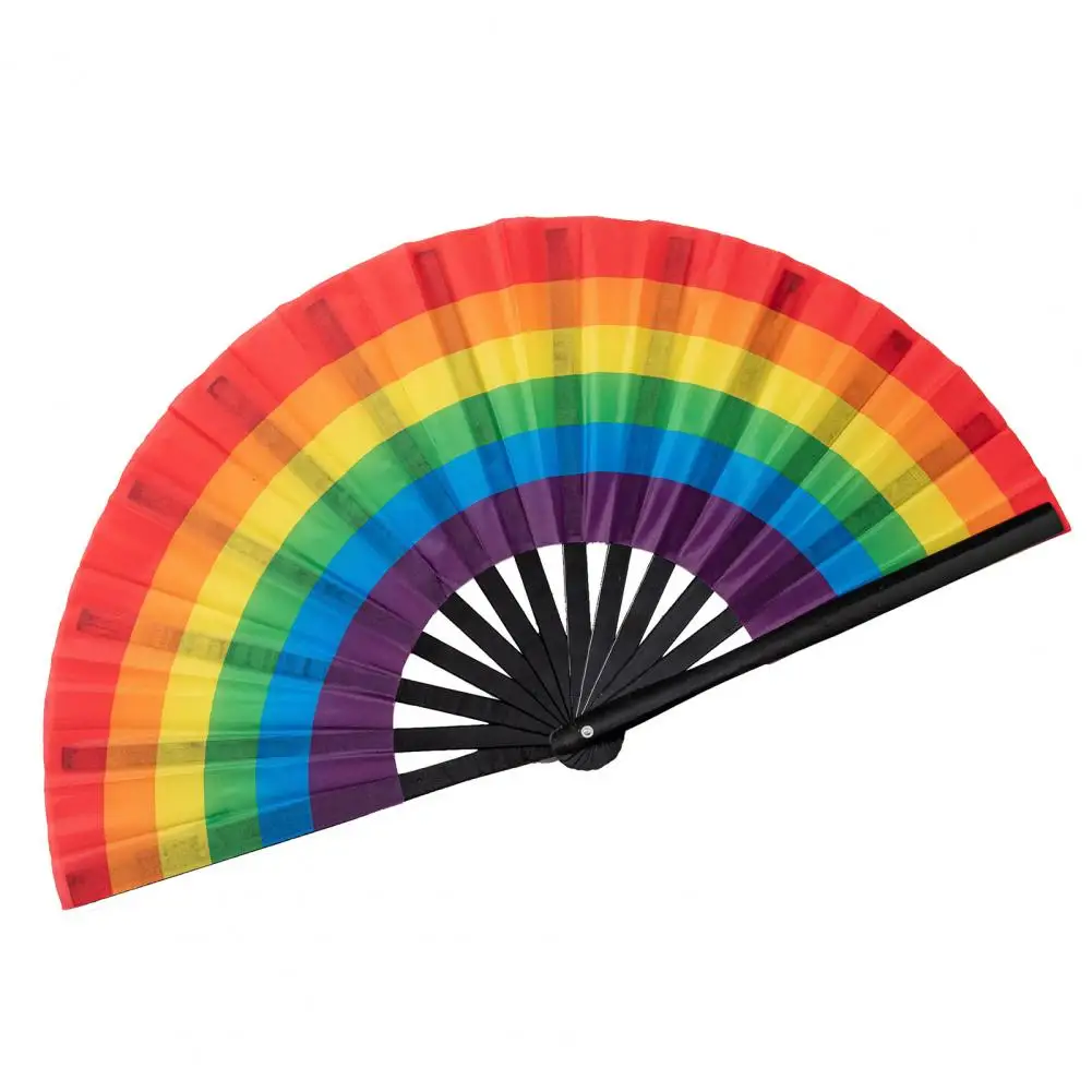 Wave Hand Fan Lgbt Rainbow Folding Fans, Festivais Eventos Conjunto de 2, Fãs de mão portáteis para festas de dança Music Clubs