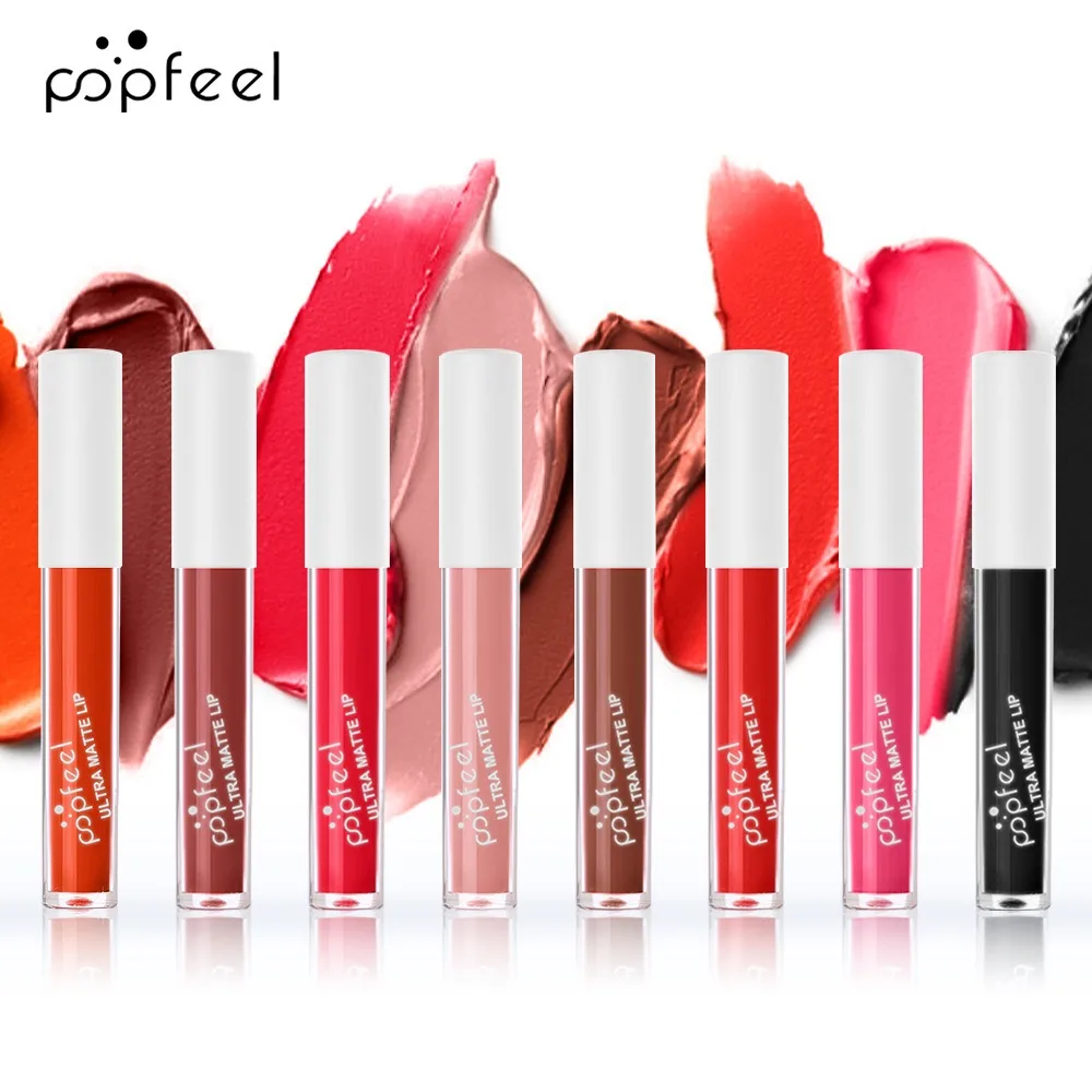 POPFEEL Party Lip Glaze Personality Candy Color Lip Gloss, Black Lip Glaze, Non-stick Cup Long Lasting Lip Gloss