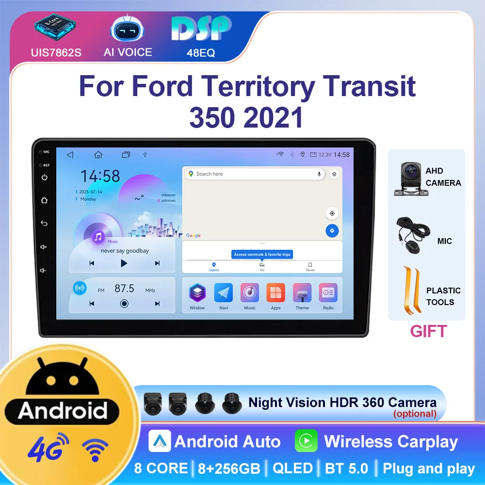 

10'' GPS Navigator Autoradio Stereo Android Multimedia Carplay Touch Screen Car Radio Player For Ford Territory Transit 350 2021