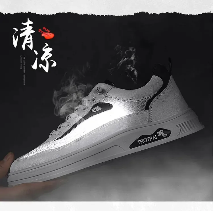 

2025 new style breathable and fashionable casual board shoes with large mesh fabric sneakers men