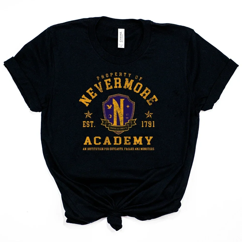 تي شيرت نسائي من Nevermore Academy قميص الأربعاء Addams قميص Nevermore Est 1791 Addams Family Inspired Tees