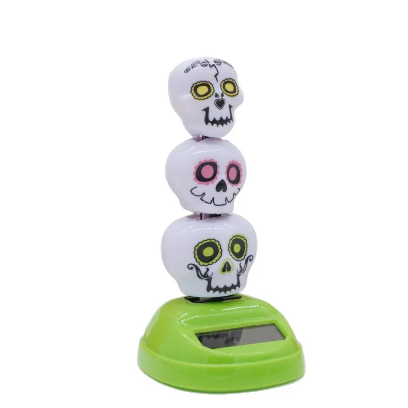Engraçado simulação de halloween crânio cabeça fantasma brinquedos solares novidade criativa balançando dança desktop carro ornamento decorativo presente