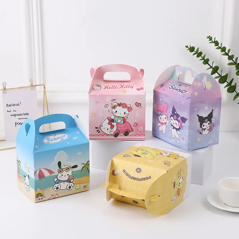 

10Pcs Sanrio Children's Party Gift Box Anime Cinnamoroll Hello Kitty Pochacco Cake Dessert Handheld Box Christmas Eve Candy Box