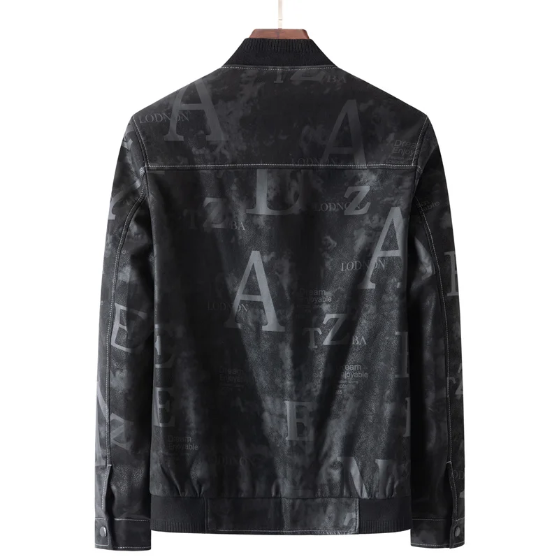 High Quality Men's Printed Motorcycle Rider Racing Leather Jacket Classic Motorcycle Jacket Aviator Motorcycle Autumn Outerwear
