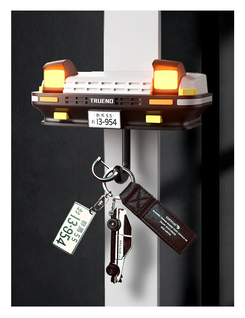 AE86 Car Headlight Key Holder Auto Pop-Up LED Lights Retro Accessories for Men Car Decoration Key Organizer with Adhesive
