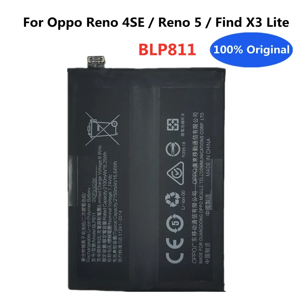 New Original Battery For Oppo Find X3 Lite CPH2145 / Reno4 SE PEAT00 PEAM00 / Reno5 5G PEGM00 PEGT00 BLP811 4300mAh Battery