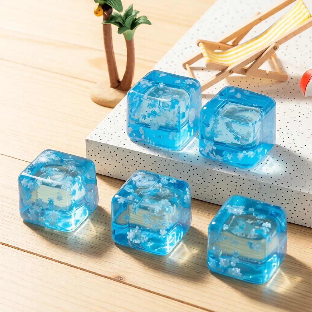 1PC Squishy Ice Cube Stress Ball for Kids & s Funny Anxiety Relief Stress Calming Toy with Crystal Soil