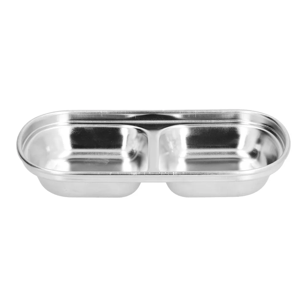 304 Rustless Steel Hot Pot Sauce Dish Thickened Smooth BBQ Plate Two and Three Grid Partitioned Divided Plate