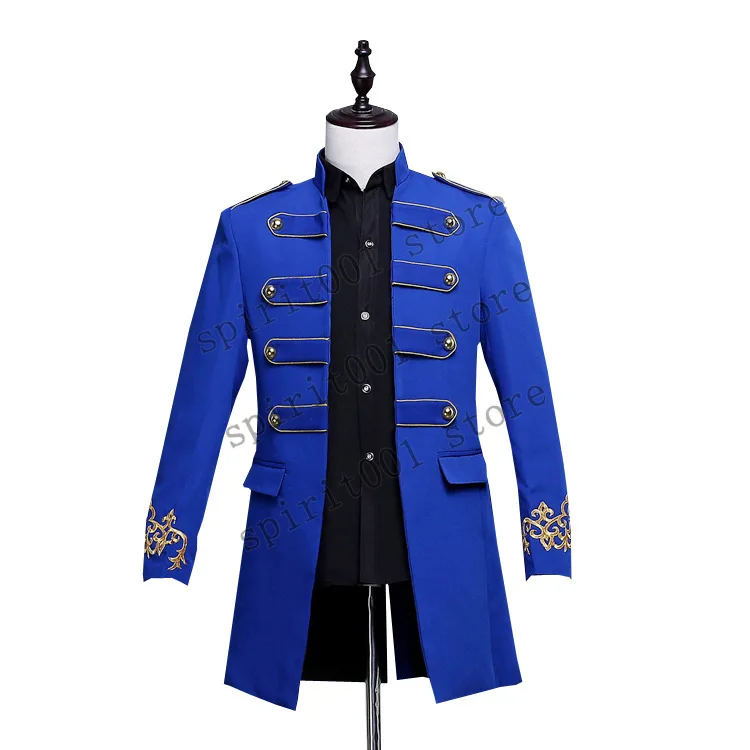 Medieval Men Military Blazer Party Uniforms Vestido Knight Prince Punk Retro Jackets Renaissance Gothic Coats Noble