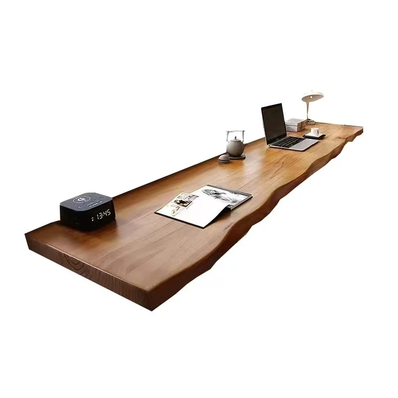 Solid wood strip narrow desk bedroom balcony study office wall-mounted floating empty board table