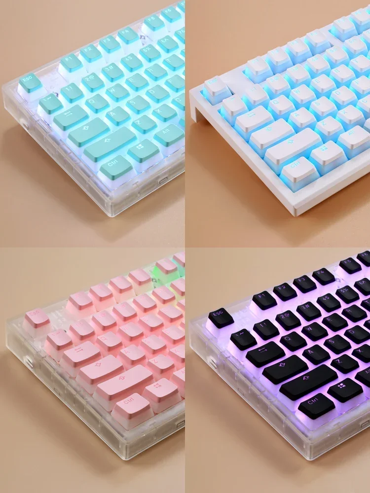 Capuchons de clavier transparents en cuir double PBT, pouding au lait, clavier personnalisé 82, 84, 87, 98, 100/104, prédire, OEM