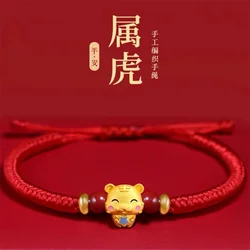 Chinese Style 12 Zodiac Bracelet For Women Men Handmade Braided Lucky Red Rope Charm Bracelet Cute Animal Jewelry Birthday Gifts