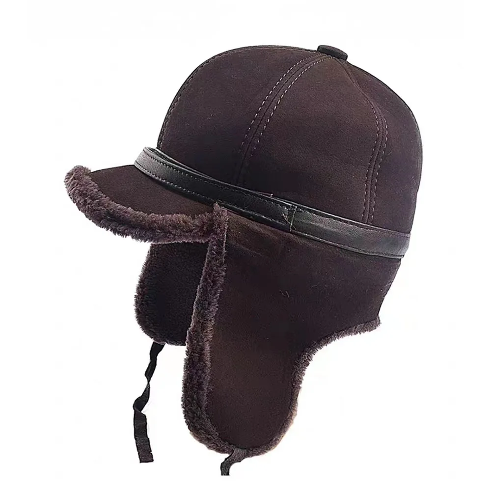 Pelliccia di lana 2023 lusso inverno autunno qualità vera pelliccia cappello lana di agnello Bomber cappelli per gli uomini paraorecchie caldo Ushanka cappello russo berretto da neve